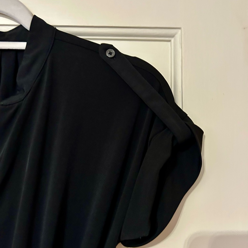 GAP Small Black Dress Shoulder details self Belt Colorful Floral Bottom Darling! - Picture 4 of 6